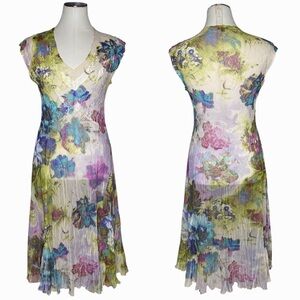 Komarov Floral Charmeuse Dress in multicolors size Large